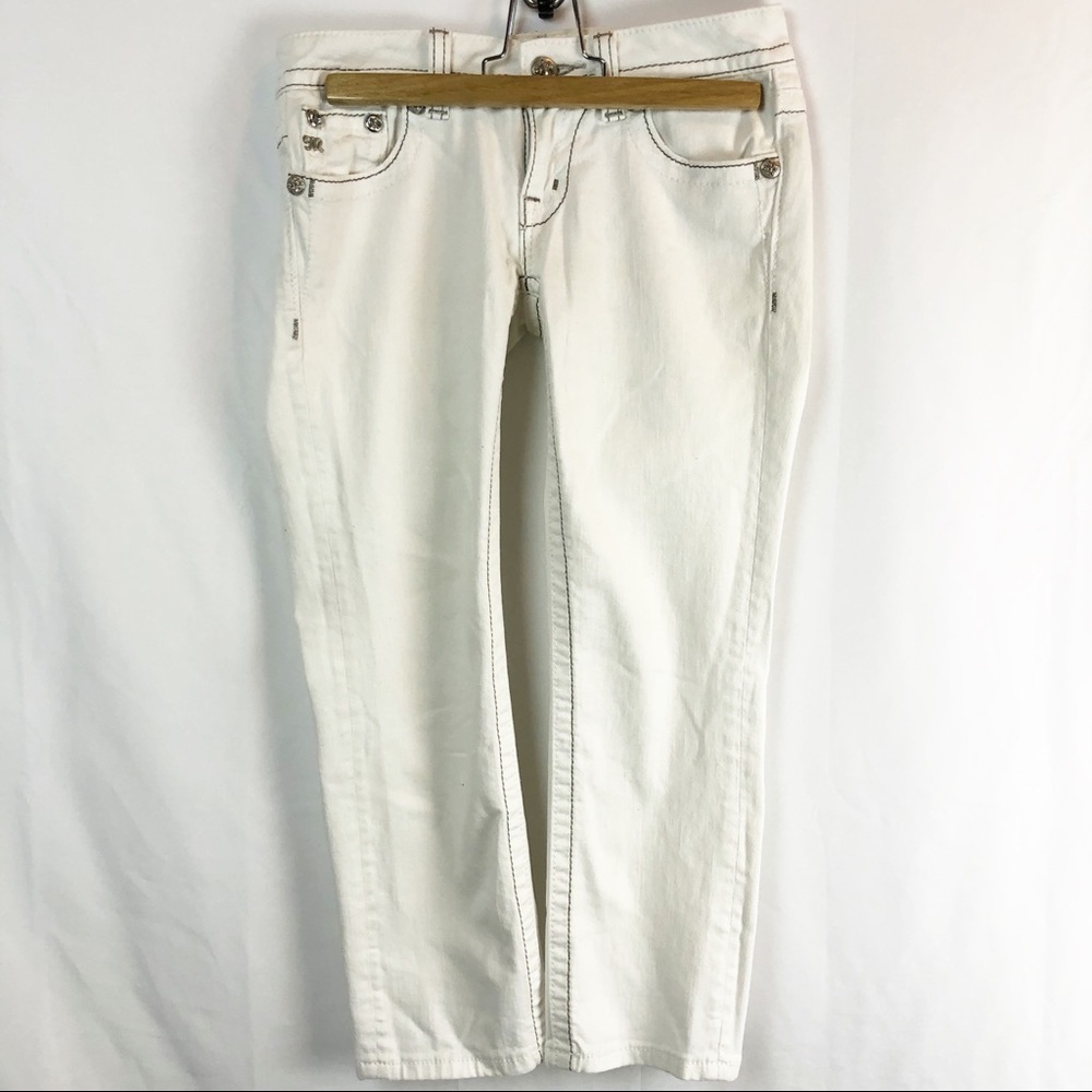 MISS ME Signature White Cuffed Capri Jeans Size 25